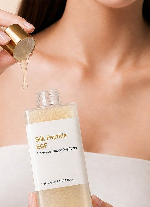 Customer pouring LummaSculpt EGF Peptide Firming Toner
